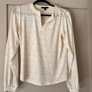 Banana Republic Cream Blouse with Black Dots